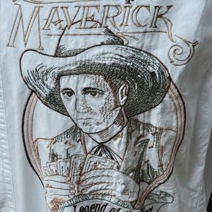 Warner Bros Bret Maverick Vtg 1994 Embroidered Button Up Long Sleeve Shirt